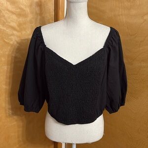 NWT City Chic Black Shirred Dreams Cropped Top Oversized S
